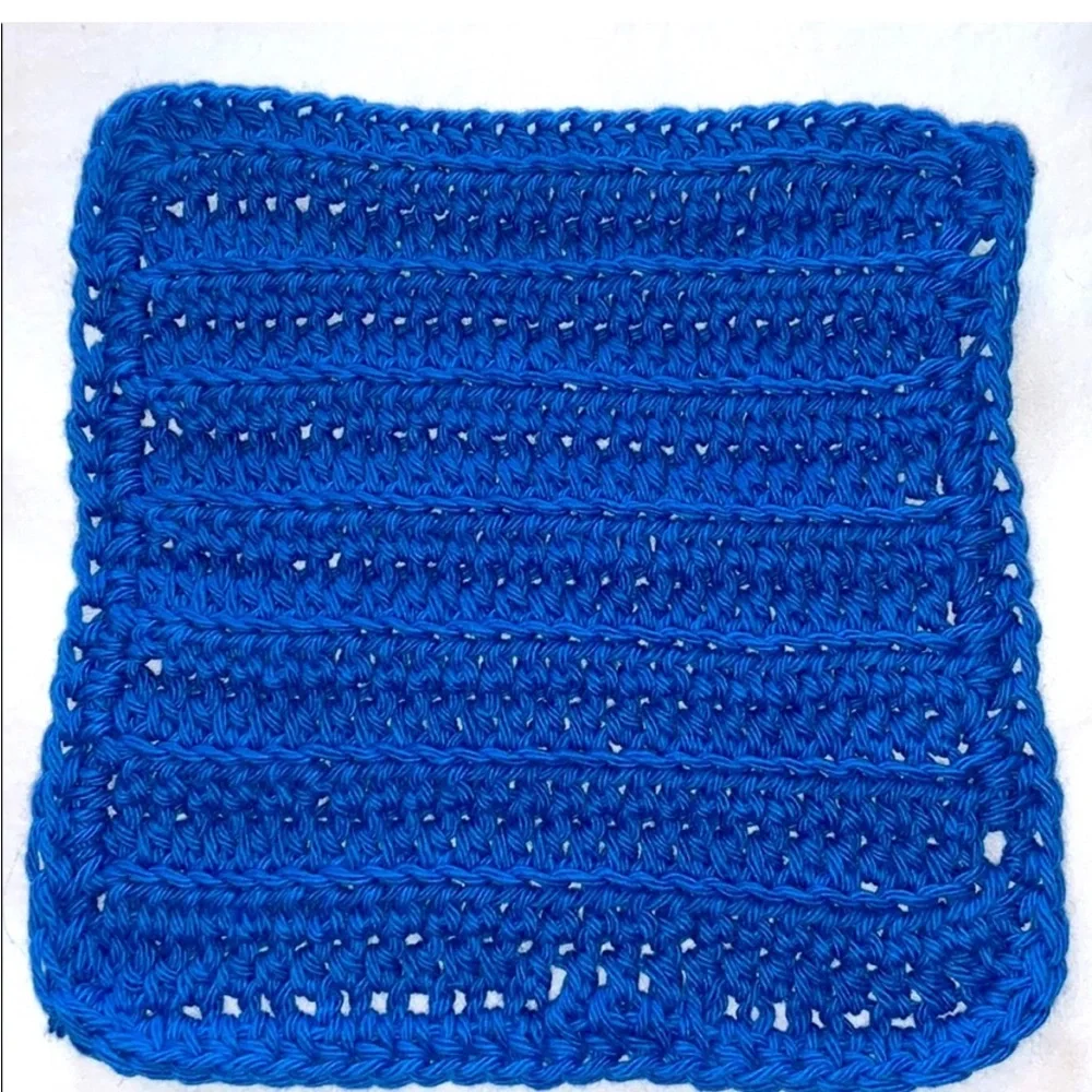 Hand Crafted Royal Blue All Purpose Dish or Wash Cloths 100% Cotton Set of Two